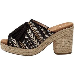 Toms Black and Tan Patterned Mules